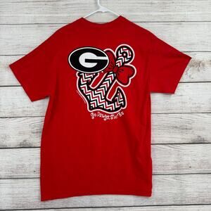 Georgia Bulldogs Bowtie Anchor Logo T-Shirt Adult Medium Red Gildan